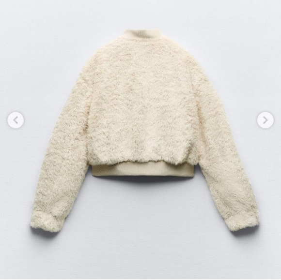 NWOT ZARA FAUX FUR BOMBER JACKET-SIZE XL - Picture 3 of 7